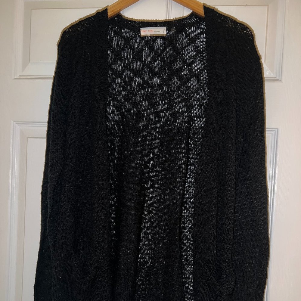 Knitted Black Cardigan with Pockets